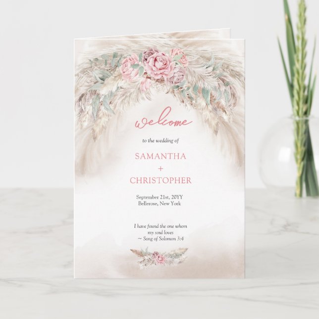 Programme Pampas rose rose pastel moderne (Devant)