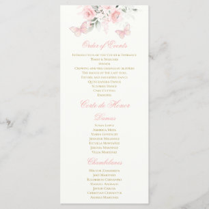 Programme Papillon rose Quinceañera
