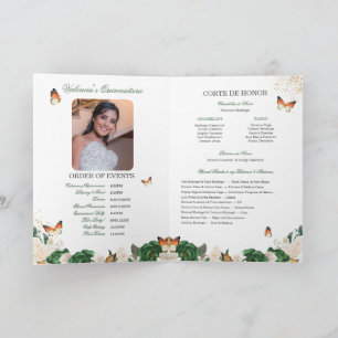 Programme Papillon Tiara Rose vert Quinceanera