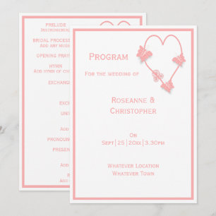 Programme Papillons de couleur rose Mariage de conception ca