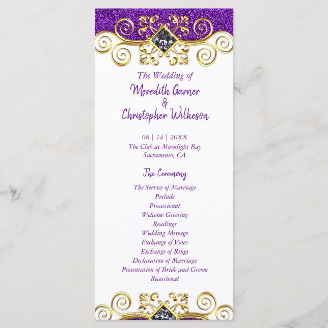 Programme Parties scintillant violet Gold Gemstone Wedding P (Devant)