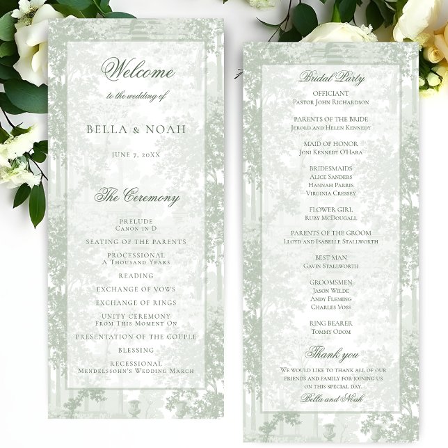 Programme Paysage Classique Toile de Mariage Vert Sauge (Créateur téléchargé)