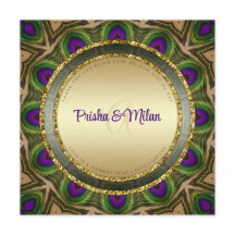 Peacock Feathers violet vert or Mariage indien