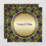 Programme Peacock Feathers violet vert or Mariage indien<br><div class="desc">Peacock plumes design avec les couleurs de paon vibrantes en motif mandala géométrique. Thème : Des tons vifs de vert, de bleu indigo, d'or ・ ♦ ・ Conception recto verso personnalisable pour faire-part de mariage, programme de mariage ou événements spéciaux ・ ♦ ・ Personnalisez avec vos informations spéciales sur l'événement....</div>