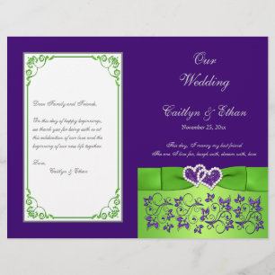 Programme personnalisé de mariage violet, chaux, g