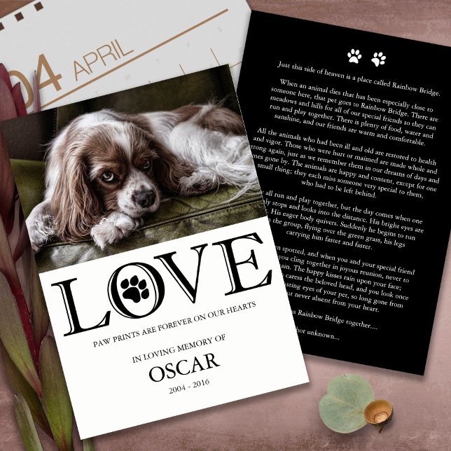 Programme Pet Loss Pet Pet Memorial Pet Chien Sympathy Card (pet memorials, loss, in loving memory, remembrance, dog lover, forever in our hearts, dog photo, 
)
