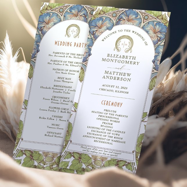 Programme Petunia Vintage Wedding Program Art Nouveau Mucha (Créateur téléchargé)