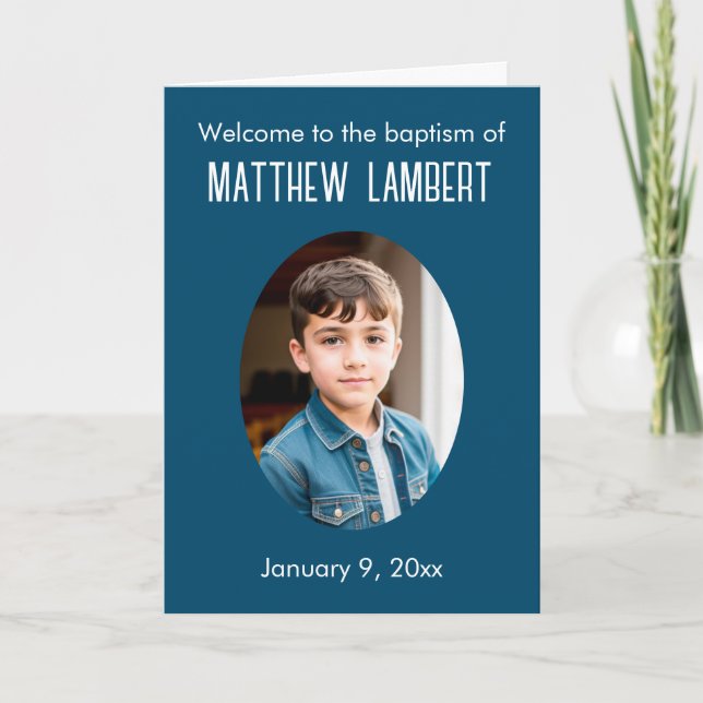 Programme Photo Bleu foncé Avant Polka-Dot Baptême plié (Devant)