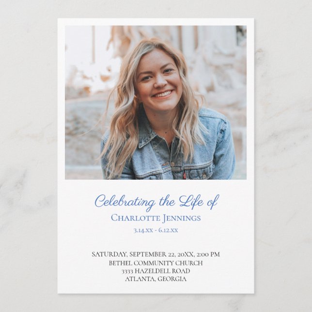 Programme Photo Celebration of Life Order of Service Program (Devant)