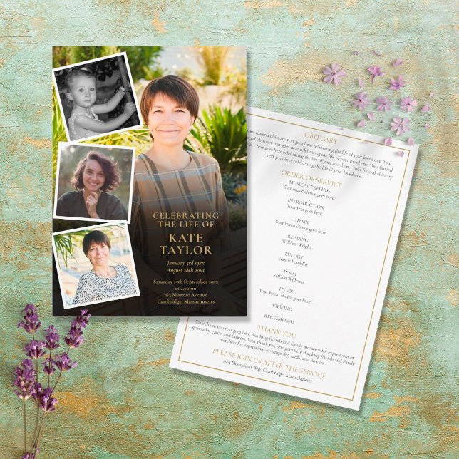 Programme Photo Collage Funérailles Mémorial Ordre de servic (Créateur téléchargé)