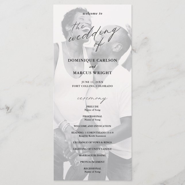 Programme Photo de calligraphie élégante Mariage moderne (Devant)