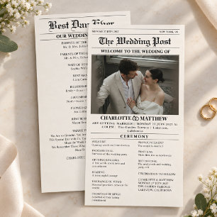 Programme Photo de journal vintage moderne de mariage beige