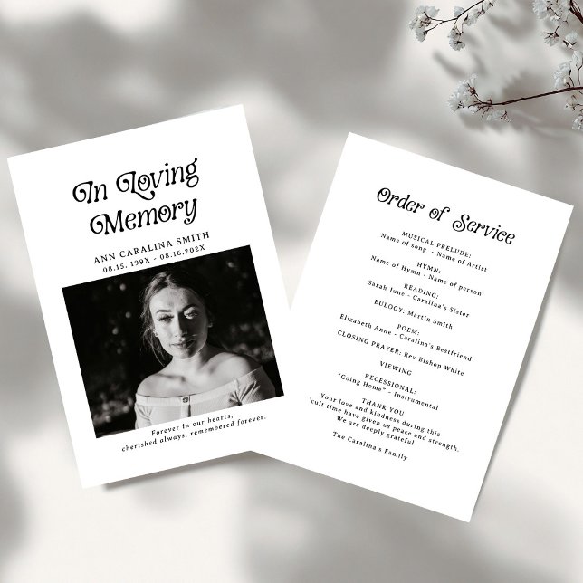 Programme Photo Minimale Des Funérailles Rétro En Mémoire D' (Créateur téléchargé)