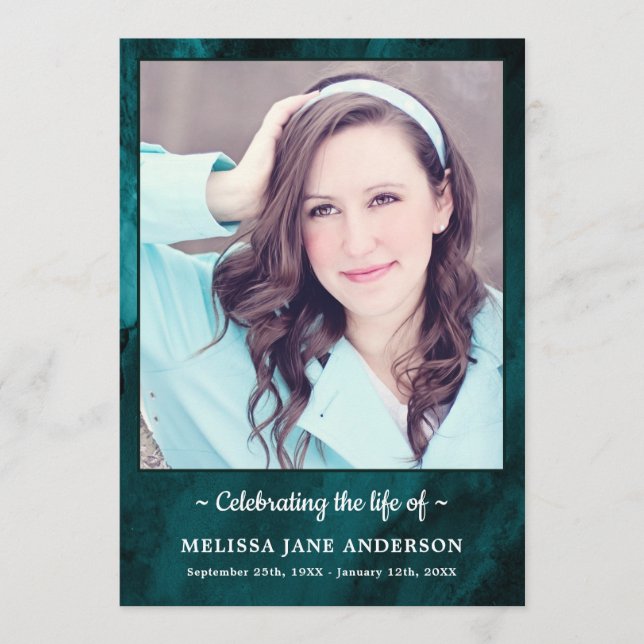 Programme Photo moderne Marbre vert Ordre de service Funérai (Devant)