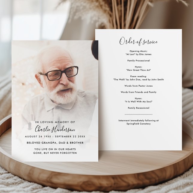 Programme Photo moderne Ordre de service funérailles (Créateur téléchargé)