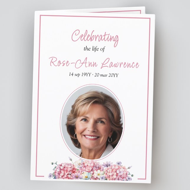 Programme Pink hydrangea fleurs d'été funérailles pliées (Créateur téléchargé)