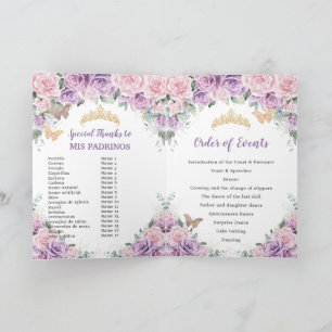 Programme Pink Lilac Floral Quinceañera Ordre des événements
