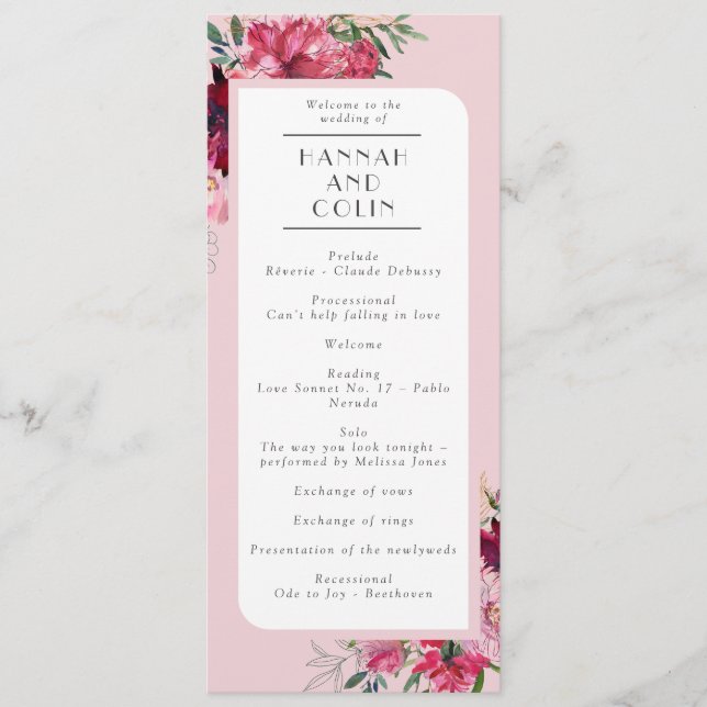 Programme Pivoine Rose Poussiéreuse Romantique Cadre Moderne (Devant)