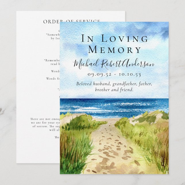 Programme Plage En Mémoire Amoureuse Funérailles (Devant / Derrière)