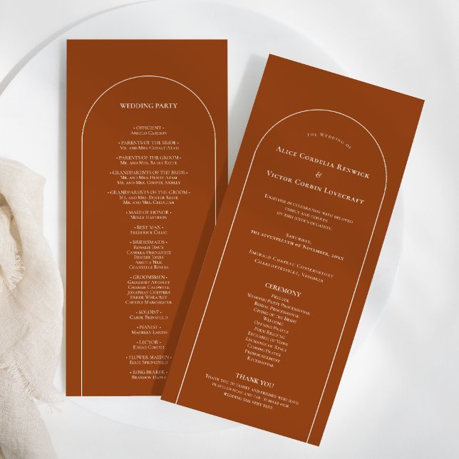 Programme Plat Mariage simple Boho Arch Terracotta (Créateur téléchargé)