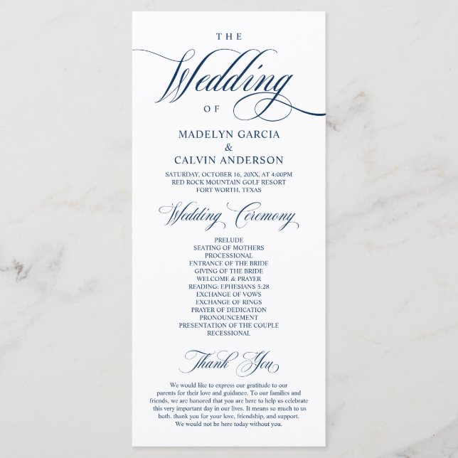 Programme pliable de mariage élégant classique (Devant)