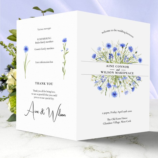 Programme pliable de mariage floral bleu pâle (Créateur téléchargé)