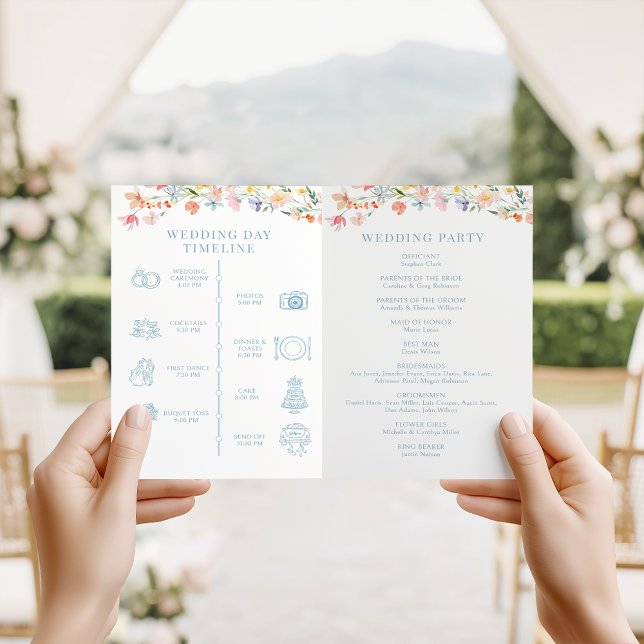 Programme pliable de mariage floral Prairie Pastel (Créateur téléchargé)