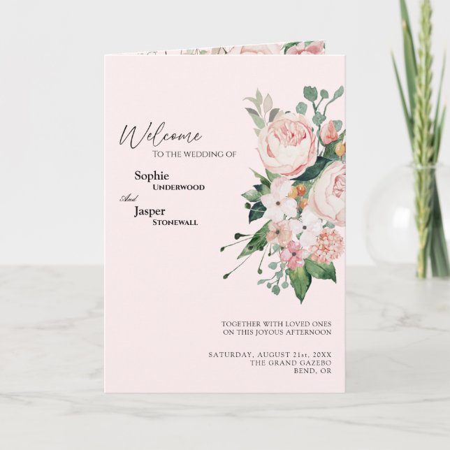 Programme Plié de Mariage rose flou (Devant)