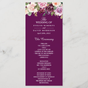 Programme Plum Lilac Violet Blush Floral Chic Mariage
