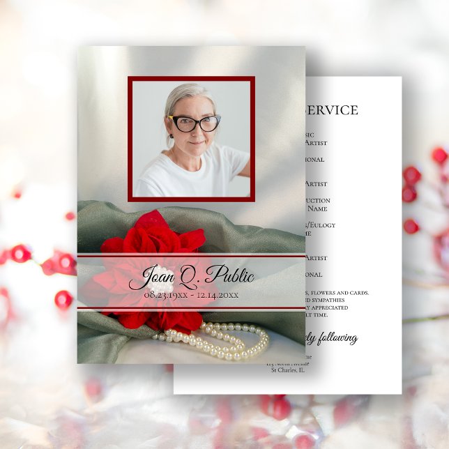 Programme Poinsettia Pearls Service funéraire d'hiver Memori (Créateur téléchargé)