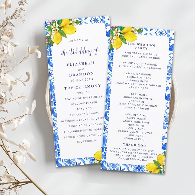 Programme Programa Mediterranean Tiles Wedding with Lemon (Créateur téléchargé)