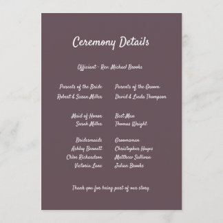 Programme Purple Floral Botanical Wedding
