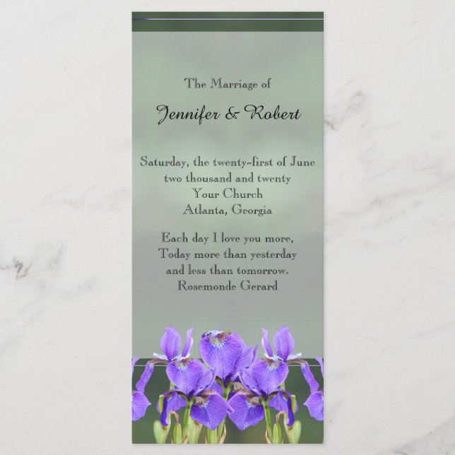 Programme Purple Iris Wedding Program (Devant)