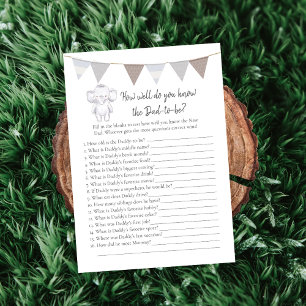 Programme Qui Connaît Papa-To-Be Game Baby Elephant Card