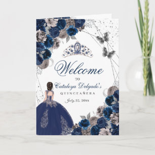 Programme Quinceanera de papillon bleu d'argent de