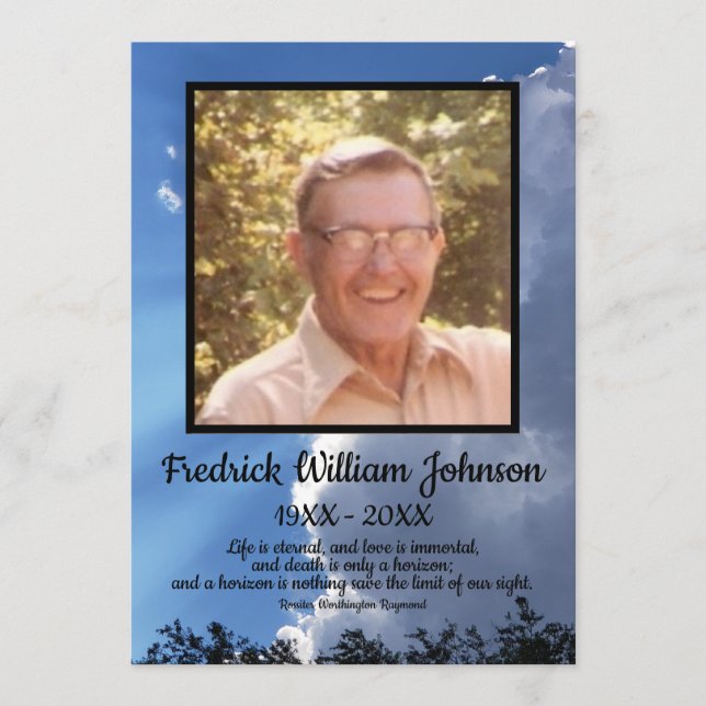 Programme Quote Photo Cloud Background Funeral  Program (Devant)