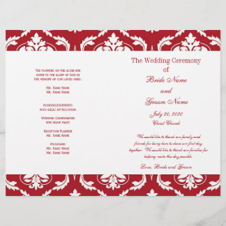 Programme Red White Vintage Mariage damassé