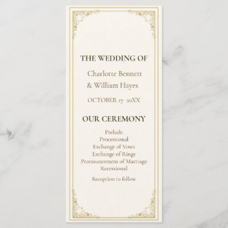 Programme Refined Gold Frame Wedding Program