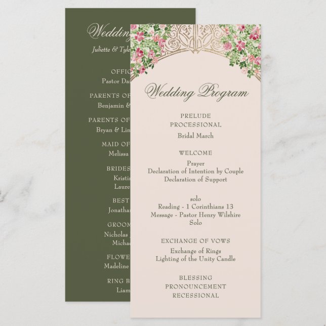 Programme Regal Doors Elegant Faux Foil Wedding (Devant / Derrière)