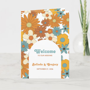 Programme Retro Flowers 60's 70's Mariage Ordre du service