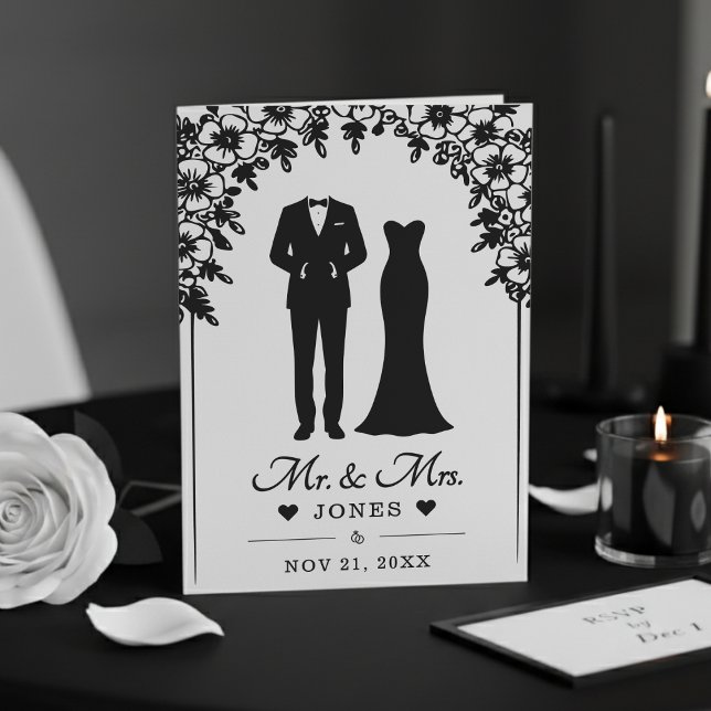 Programme Robe de mariée M. et Mme Tuxedo Arche florale Phot (Mr & Mrs Wedding Dress Tuxedo Floral Arch Photo Program
)