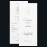 Programme Romantic Chic Initiales Monogrammées Mariage<br><div class="desc">Elégant et élégant. Ce programme de mariage charmant et unique comprend des initiales de couple monogrammées avec une police et un cadre vert floral doux, un message de bienvenue à l'avant et le programme complet à l'arrière. Un ensemble de polices contemporaines dans un vert foncé chic de forêt donne un...</div>