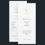 Programme Romantic Chic Initiales Monogrammées Mariage<br><div class="desc">Elégant et élégant. Ce programme de mariage charmant et unique comprend des initiales de couple monogrammées avec une police et un cadre vert floral doux, un message de bienvenue à l'avant et le programme complet à l'arrière. Un ensemble de polices contemporaines dans un vert foncé chic de forêt donne un...</div>