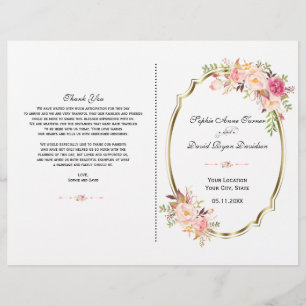 Programme Romantique de mariage rose flou floral o