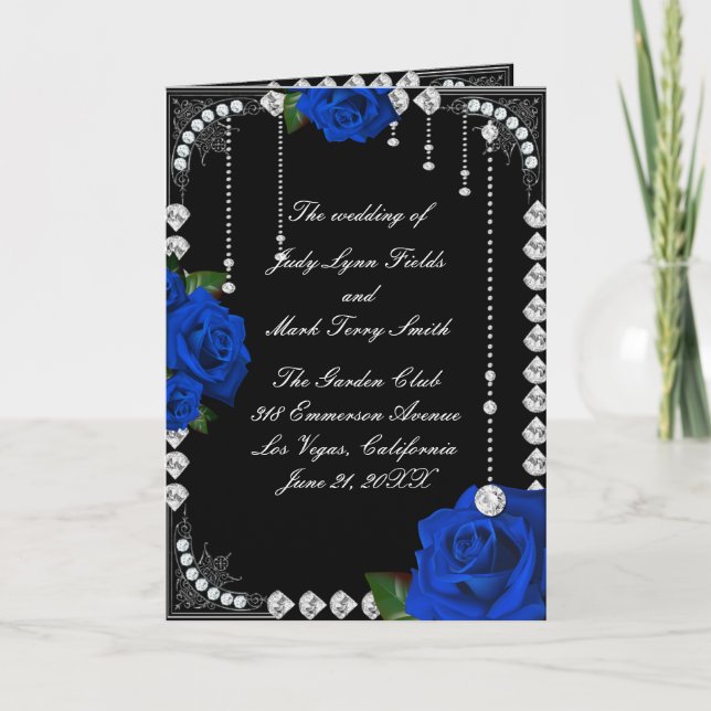 Programme Romantique De Mariage Roses Et Diamants  (Devant)