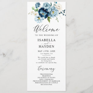 Programme Romantique Marine bleu Floral Mariage Appartement