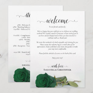Programme Rose de mariage vert émeraude Bienvenue & Itinérai