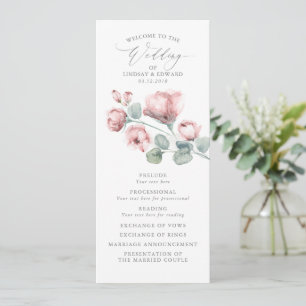 Programme Rosé Dusty Romantique Élégant Fleurs Mariage