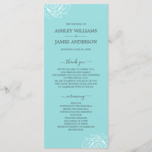 Programme Rose floral chic bleu Simple minimaliste Mariage
