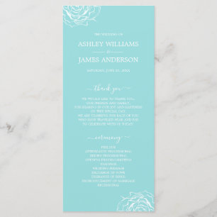 Programme Rose floral chic bleu Simple minimaliste Mariage